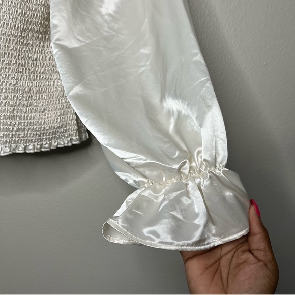 Marc New York Women Top Satin Regency Puff Sleeve Smock Victorian Edwardian - Picture 8 of 9